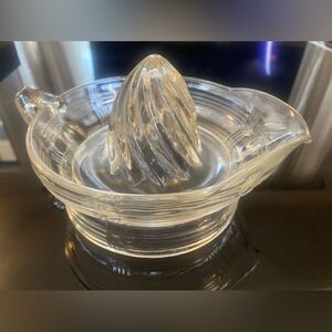 Vintage Depression Glass Juicer Reamer Clear Criss Cross Pattern large